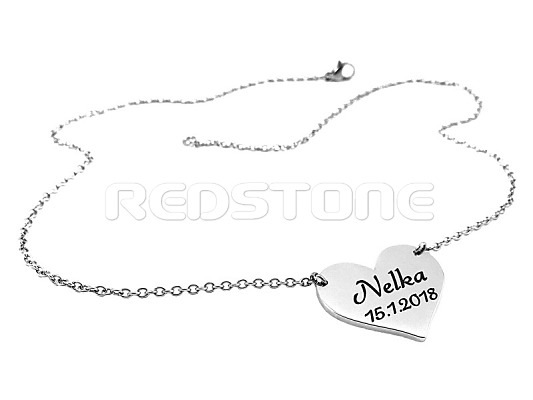 Náhrdelník z chirurgické oceli se srdíčkem a gravírováním